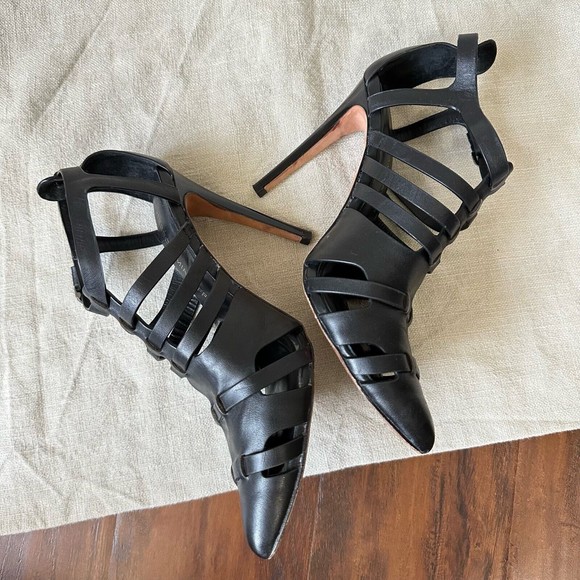 REBECCA MINKOFF Randi Leather Pointed-Toe Pumps in Black Leather - Picture 6 of 11